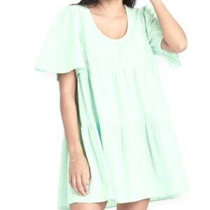 A New Day Mint Tiered Cotton Babydoll Mini Dress Summer Casual Oversized S
